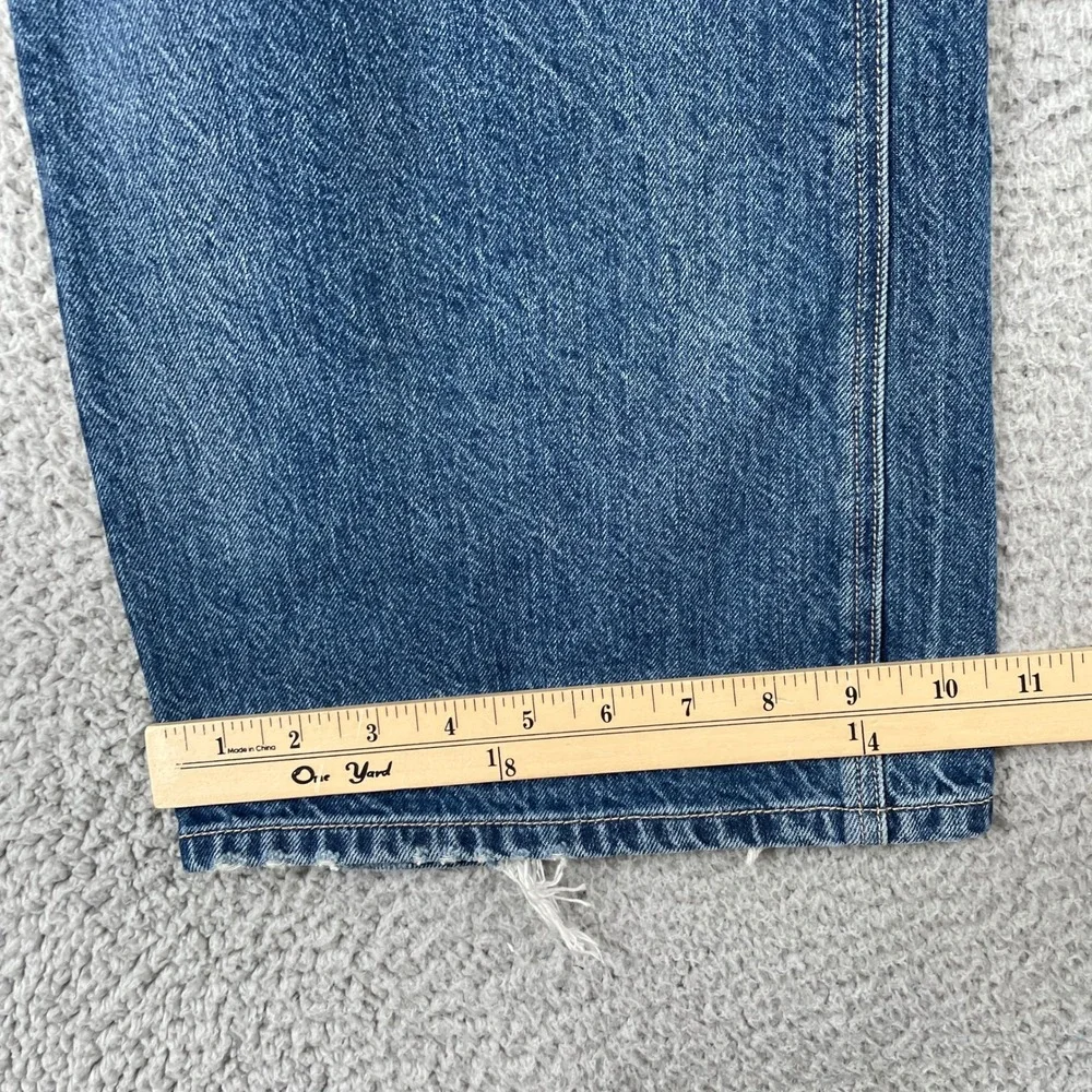 American Eagle Jeans Womens 2 Blue Baggy Wide Leg Super High Rise Distressed